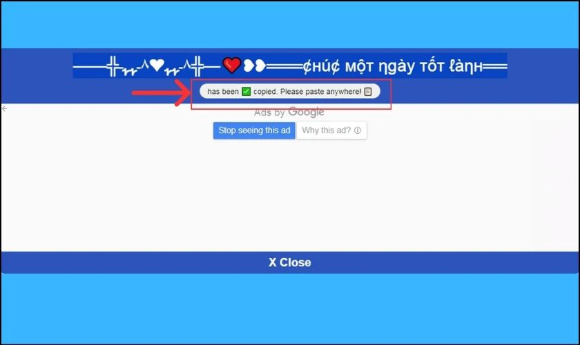 Web sẽ tự động copy font chữ đó
