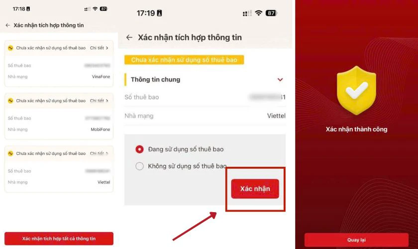 Cách xác thực SIM chính chủ qua VNeID - Bước 5, 6, 7, 8