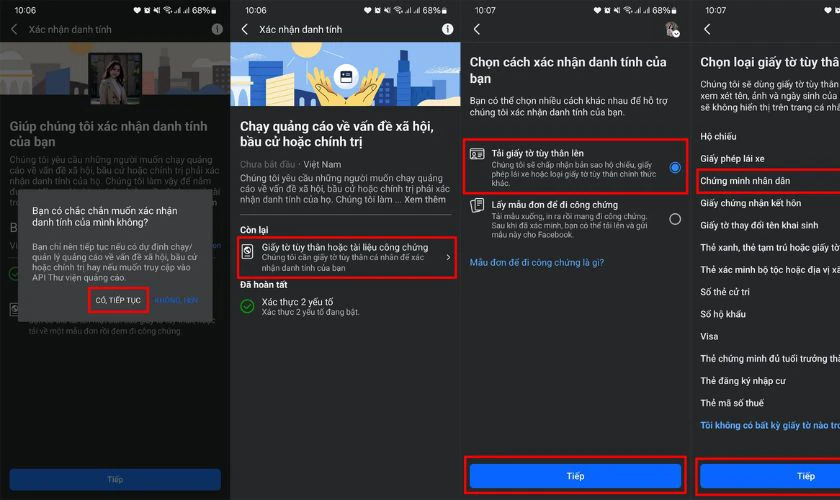 C&aacute;ch x&aacute;c thực t&agrave;i khoản Facebook bằng CCCD - Bước 3