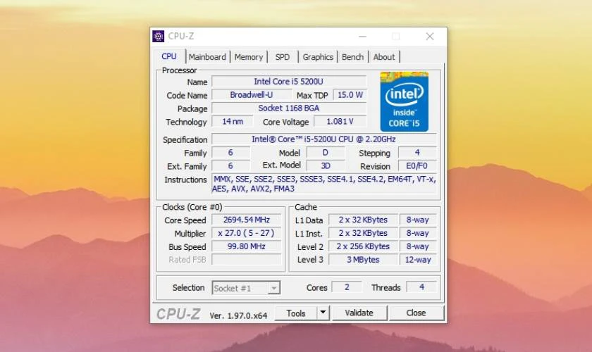 C&aacute;ch xem cấu h&igrave;nh m&aacute;y t&iacute;nh bằng phần mềm CPU-Z