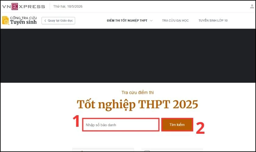 Điền thông tin tra cứu theo yêu cầu