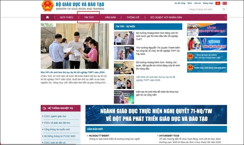 Tra cứu đáp án đề thi Toán THPT chính thức của Bộ GD&ĐT trên moet.gov.vn
