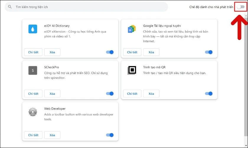 Truy cập vào Tiện ích của Chrome