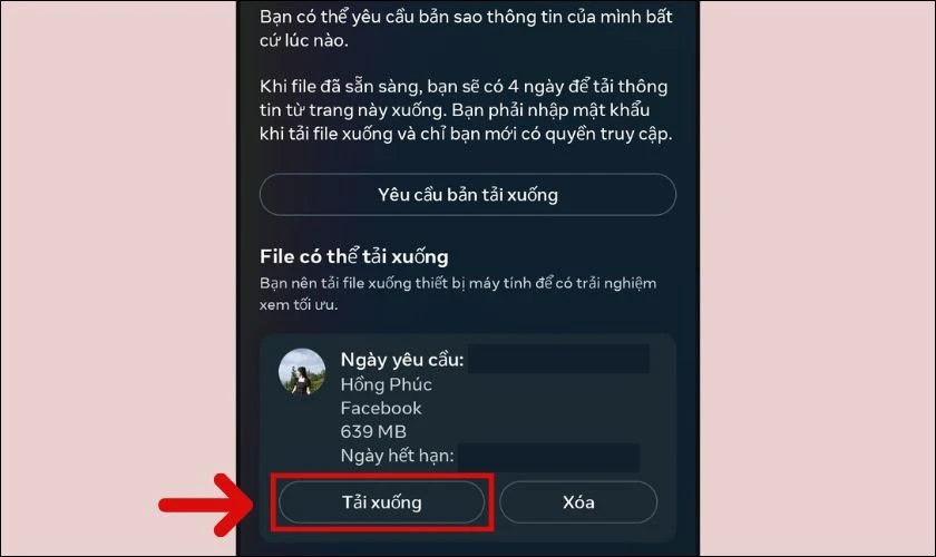 Thông báo mà Facebook đã gửi đến