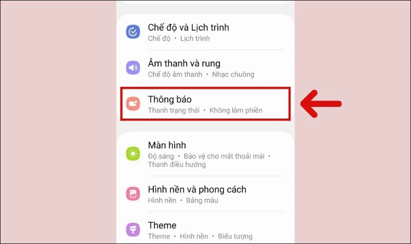 Vào Cài đặt trên điện thoại Samsung
