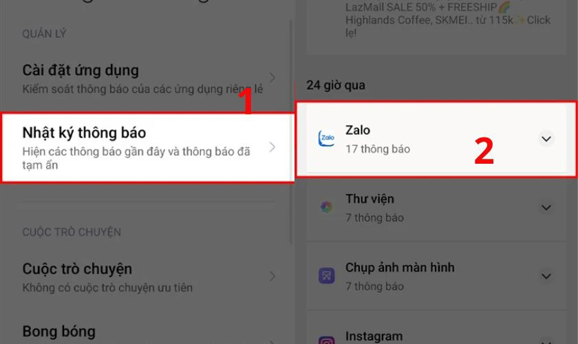 Cách xem tin nhắn đã thu hồi trên Zalo trên Samsung