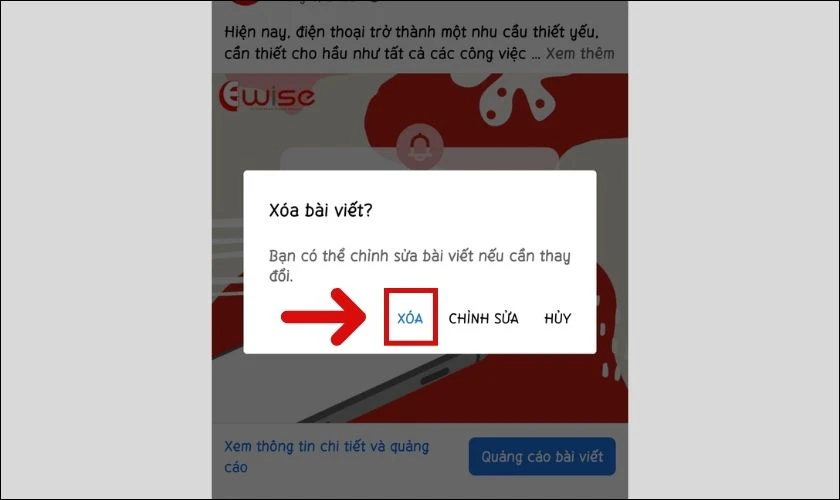 Nhấn chọn nút Xóa để hoàn tất