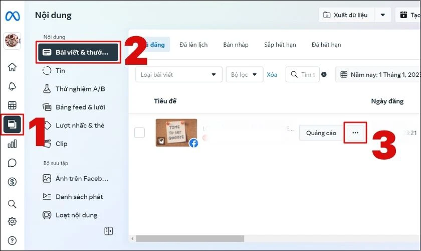 Sử dụng Meta Business để xóa bài viết trên Fanpage