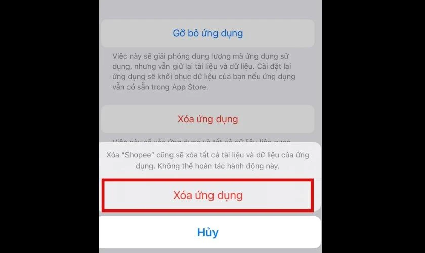 Thực hiện X&oacute;a ứng dụng tr&ecirc;n iPhone 
