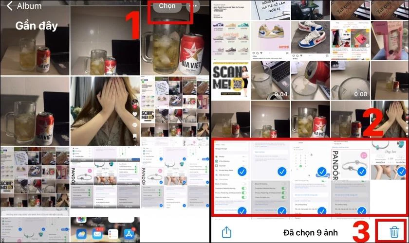 X&oacute;a bớt h&igrave;nh h&igrave;nh ảnh trong điện thoại 