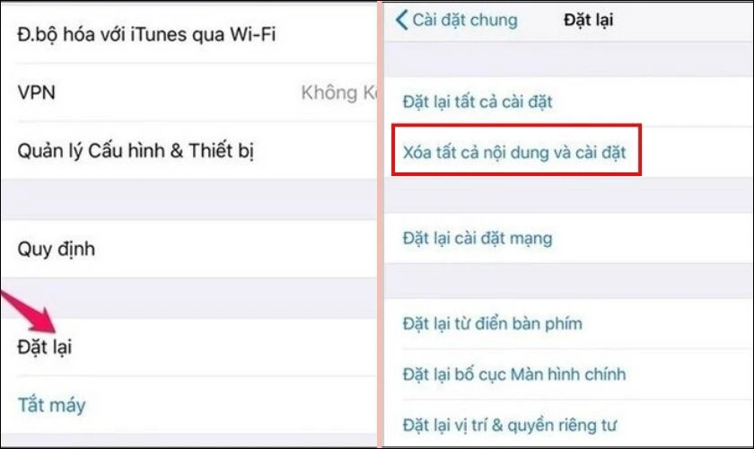 Xóa tất cả nội dung và cài đặt iPhone