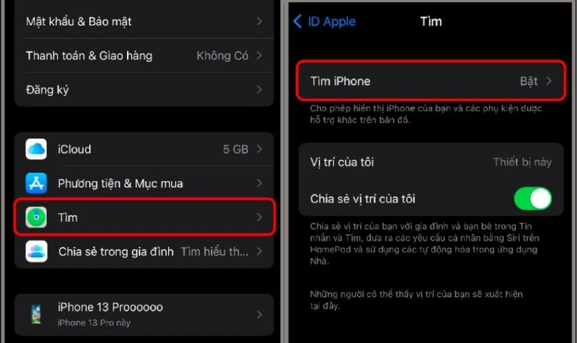 Kiểm tra và tắt Find My iPhone