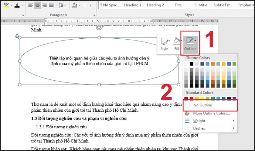 Chọn vào mục No outline