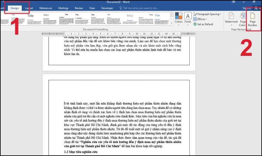 Cách xóa khung trong Word từ trang thứ 2