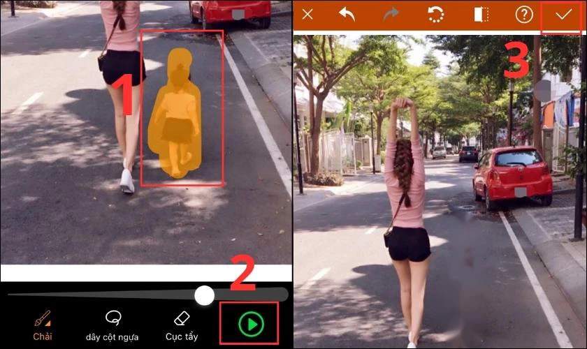 Nhấn vô biểu tượng như hình để app tiến hành xóa