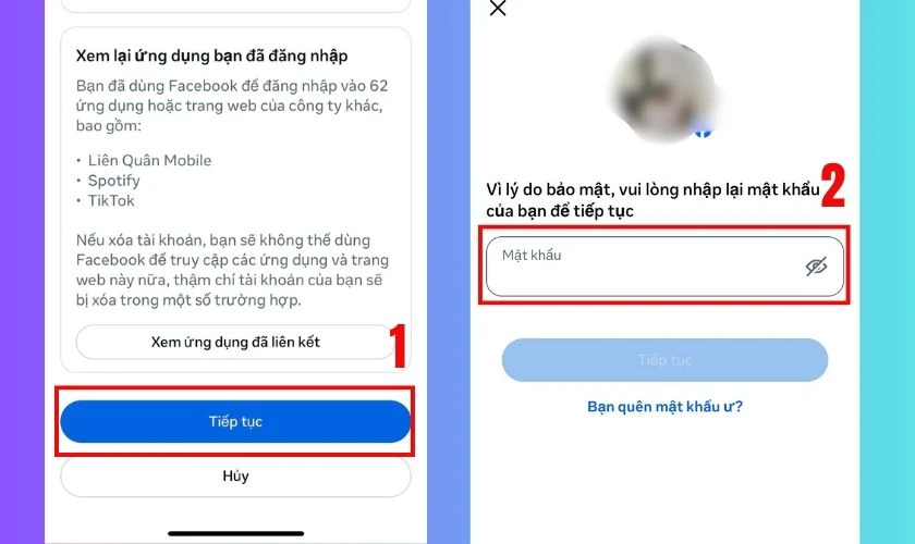 X&aacute;c nhận lại bằng c&aacute;ch nhấn Tiếp tục một lần nữa