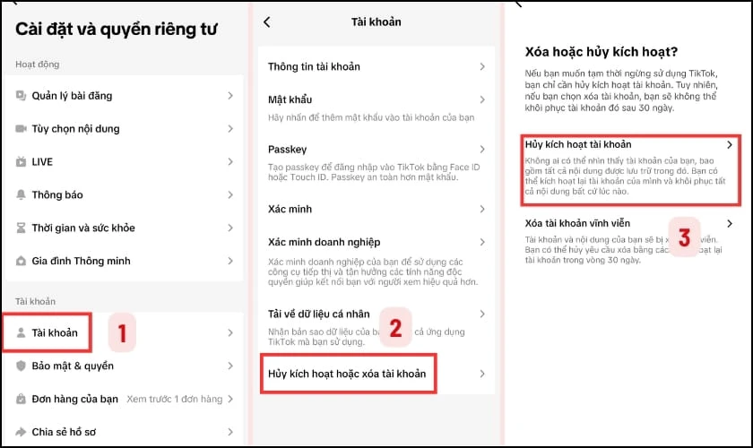 Cách xóa tài khoản TikTok tạm thời