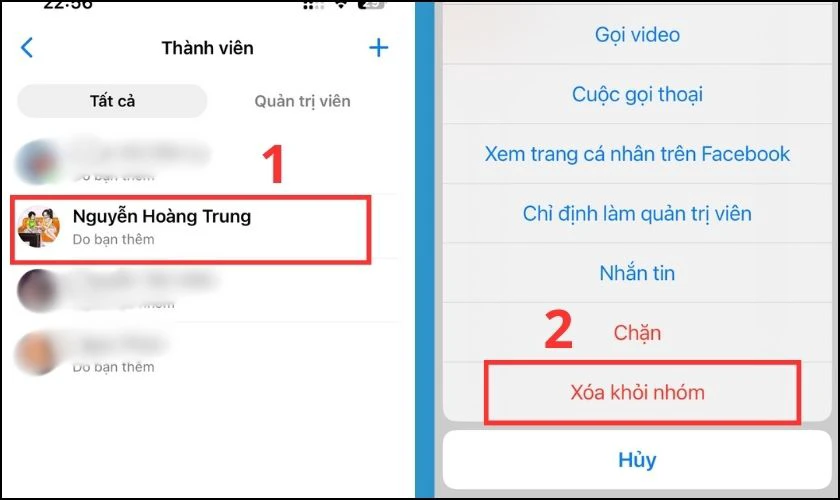 C&aacute;ch x&oacute;a th&agrave;nh vi&ecirc;n khỏi nh&oacute;m Messenger tr&ecirc;n iPhone