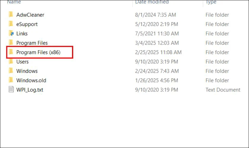 Chọn thư mục Program Files (x86)