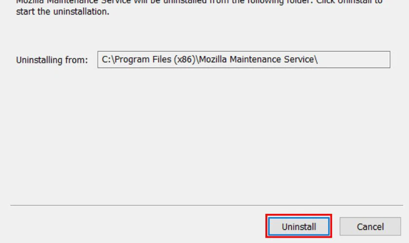 Chọn Uninstall