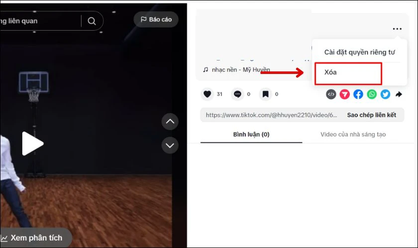 Nhấp vào biểu tượng ba dấu chấm góc bên phải video