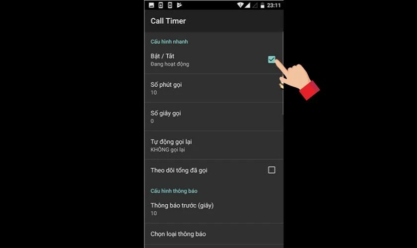 Kéo nút gạt sang phải để kích hoạt tính năng
