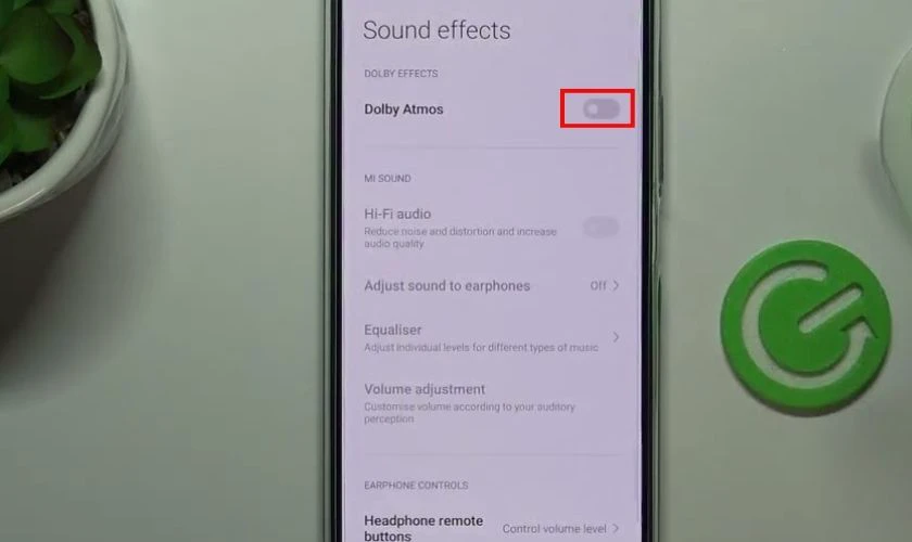 Kéo nút gạt sang trái để tắt Dolby Atmos trên Xiaomi