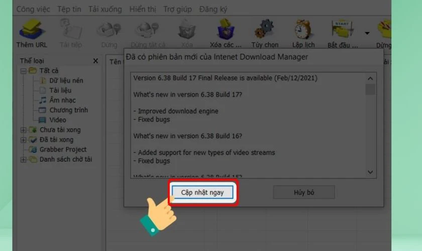 Sửa lỗi IDM kh&ocirc;ng bắt link Firefox bằng c&aacute;ch cập nhật IDM