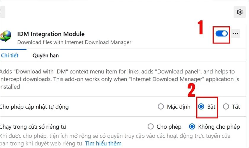 Kiểm tra IDM trong tr&igrave;nh duyệt Firefox