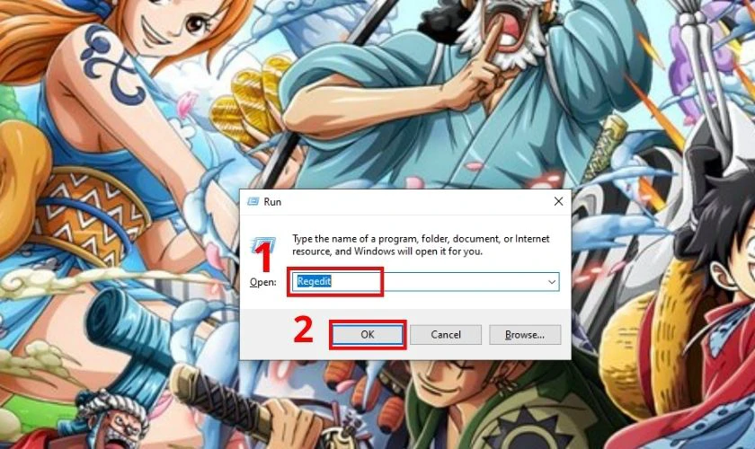 G&otilde; Regedit v&agrave; chọn OK hoặc nhấn ph&iacute;m Enter
