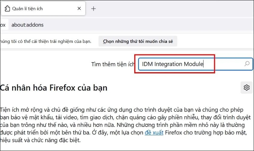 C&aacute;ch c&agrave;i tiện &iacute;ch IDM v&agrave;o Firefox