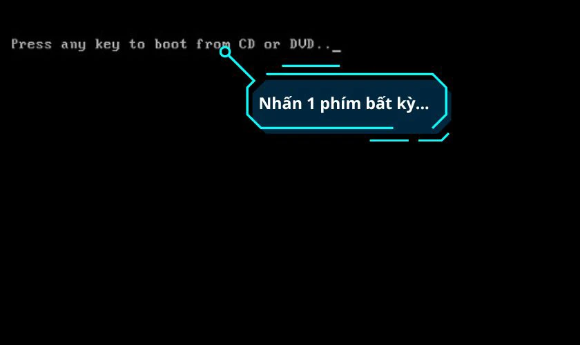 Nhấn ph&iacute;m bất kỳ để khởi động thiết lập Windows 7