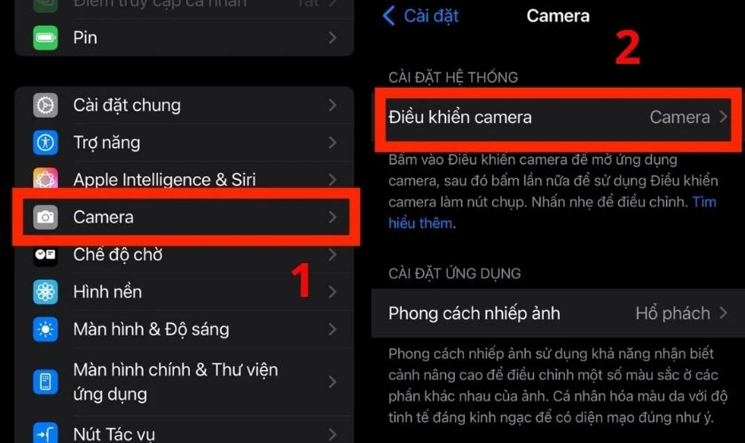 Cách tùy chỉnh Camera Control