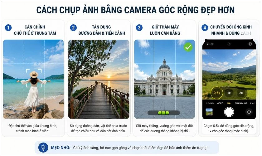 Cách chụp ảnh bằng camera góc rộng đẹp hơn