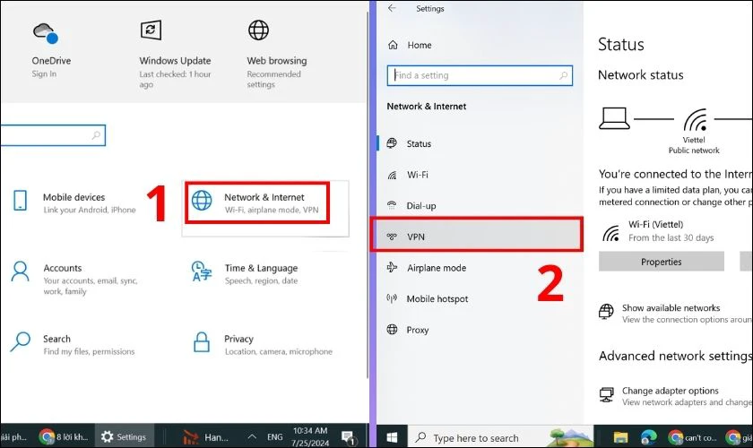 Tiếp tục chọn VPN ở m&agrave;n h&igrave;nh xuất hiện b&ecirc;n phải