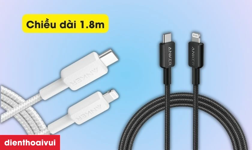 Cáp Anker 322 USB-C to USB-L 1.8m Nylon A81B6H