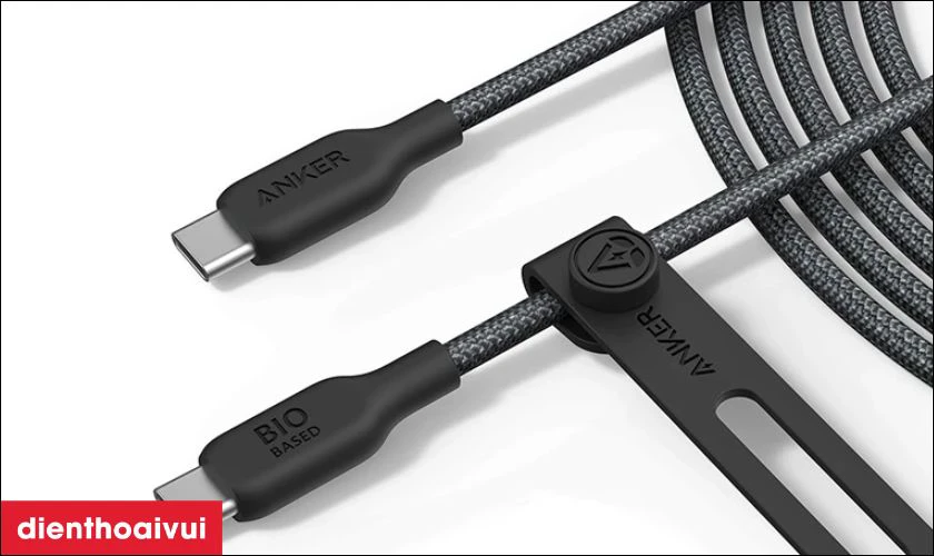 Đặc điểm c&aacute;p Anker 543 USB-C to USB-C Nylon BIO-BRAIDED d&agrave;i 0.9M A80E5