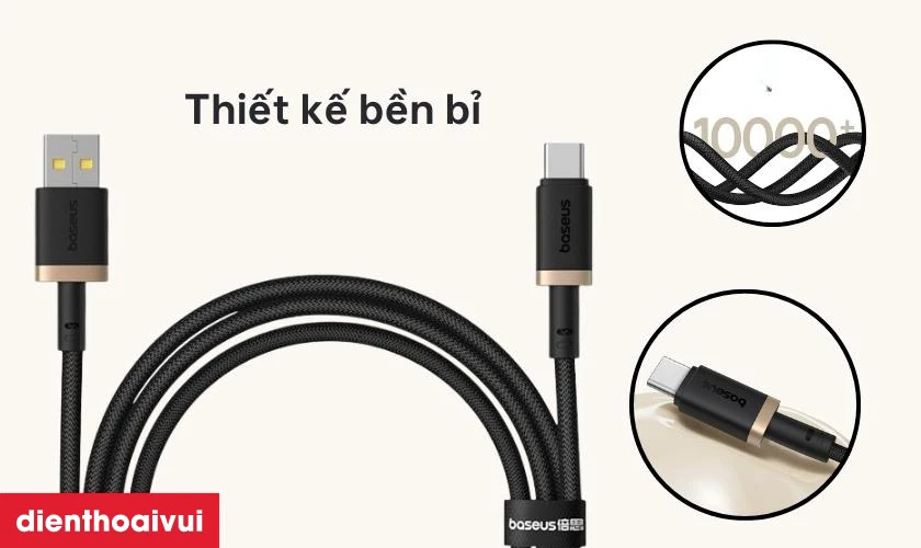 Điểm nổi bật của c&aacute;p Baseus Dura Series Usb-A to C 60w d&agrave;i 1m