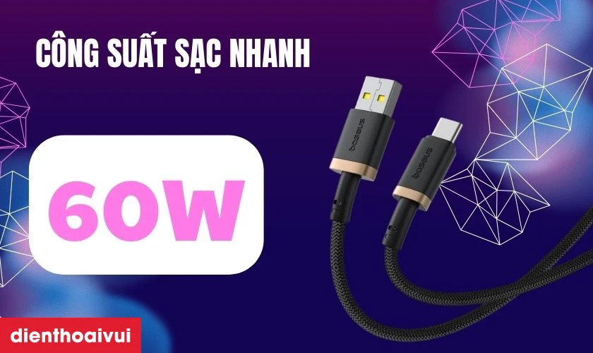 C&aacute;p Baseus Dura Series Usb-A to C 60w d&agrave;i 2m