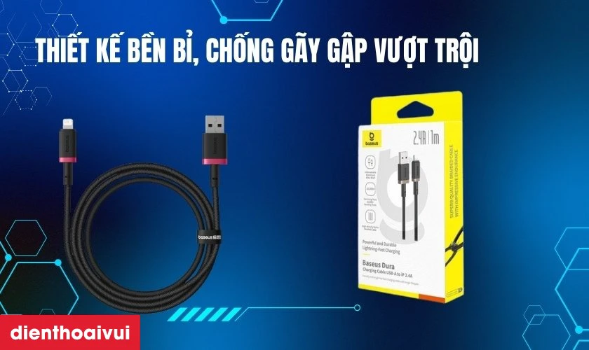 C&aacute;p Baseus Dura Series Usb-A to Lightning d&agrave;i 1m