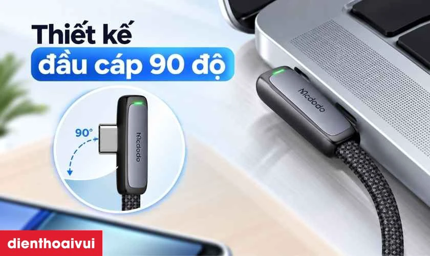 C&aacute;p MCDODO Type-C sang Type-C 90 độ 65W d&agrave;i 1.2m CA-3360