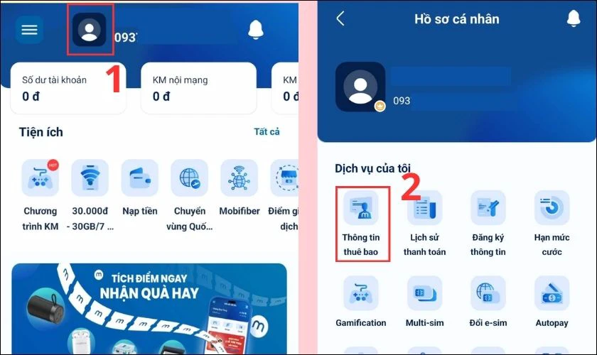 T&igrave;m kiếm th&ocirc;ng tin tr&ecirc;n ứng dụng My MobiFone để kiểm tra cập nhật th&ocirc;ng tin thu&ecirc; bao