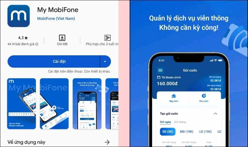 Tải ứng dụng My MobiFone về m&aacute;y