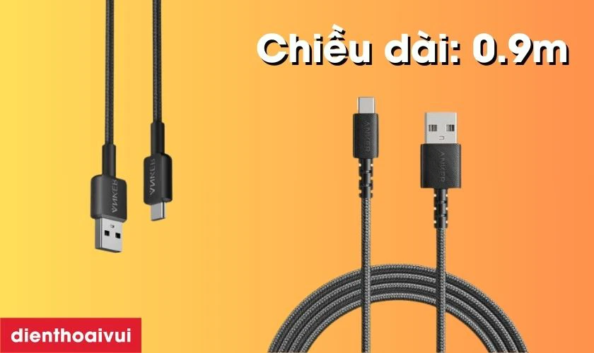 Đặc điểm của c&aacute;p sạc Anker 322 USB-A to USB-C 0.9m Nylon A81H5H11