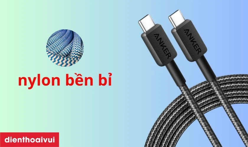 Đặc điểm của c&aacute;p sạc Anker 322 USB-C to USB-C 1.8m Nylon A81F5H11