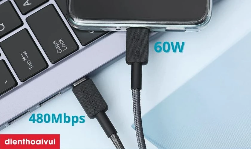 Anker 322 USB-C to USB-C 1.8m Nylon được trang bị c&ocirc;ng nghệ sạc nhanh Power Delivery