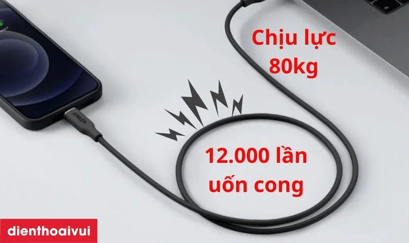 Thiết kế c&aacute;p chống rối v&agrave; chịu được hơn 12.000 lần uốn cong