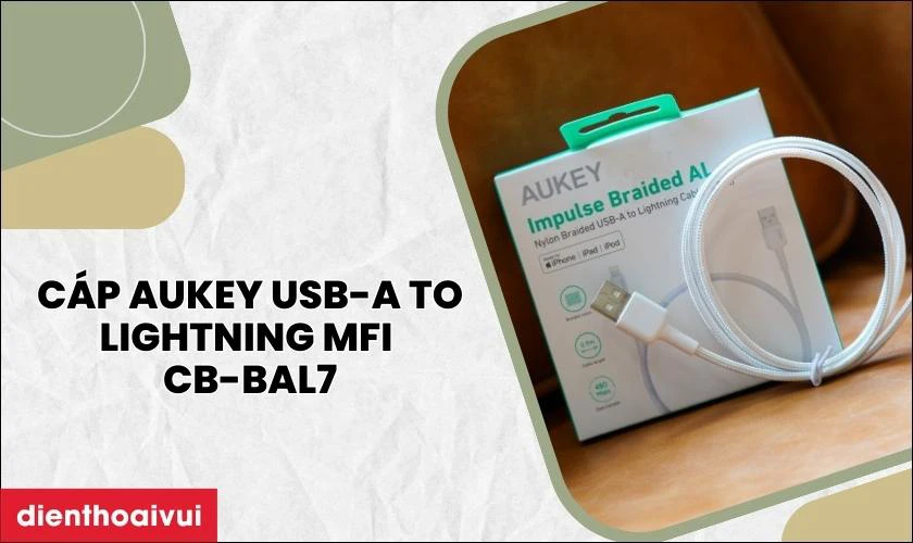 C&aacute;p Aukey USB-A to Lightning MFI 0.9 m&eacute;t CB-BAL7