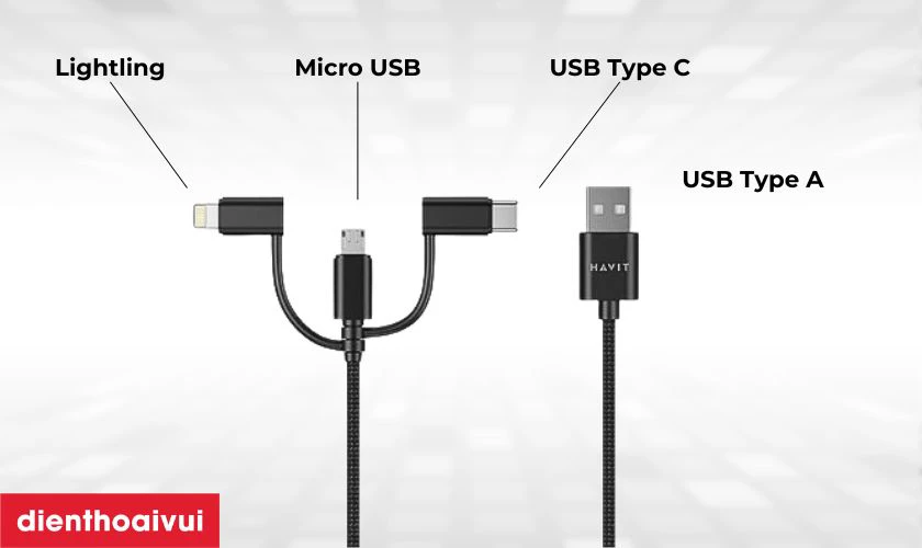 Đặc điểm của c&aacute;p sạc đa năng 3in1 HAVIT 1m JS317