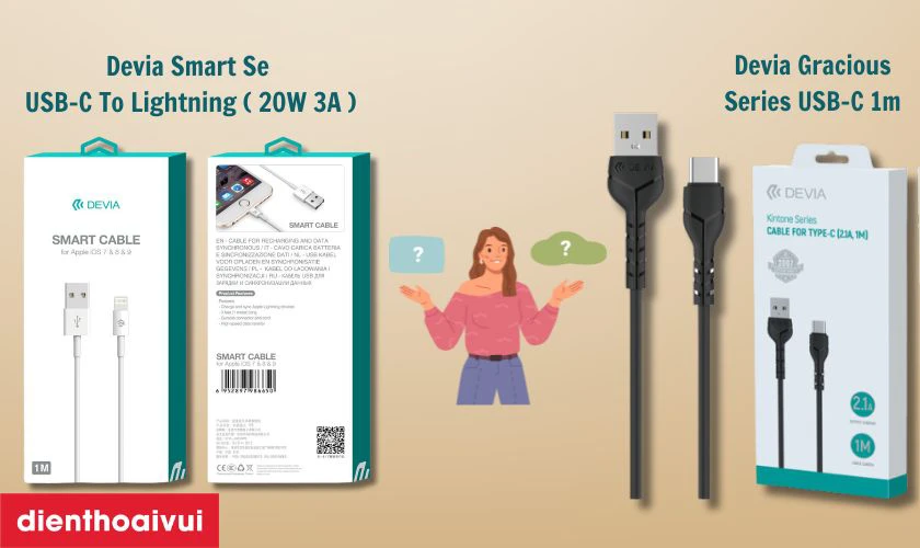 Những mẫu sản phẩm c&aacute;p sạc Devia ch&iacute;nh h&atilde;ng